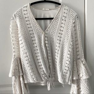 Hummingbird Boho Lace Bell Sleeve Top